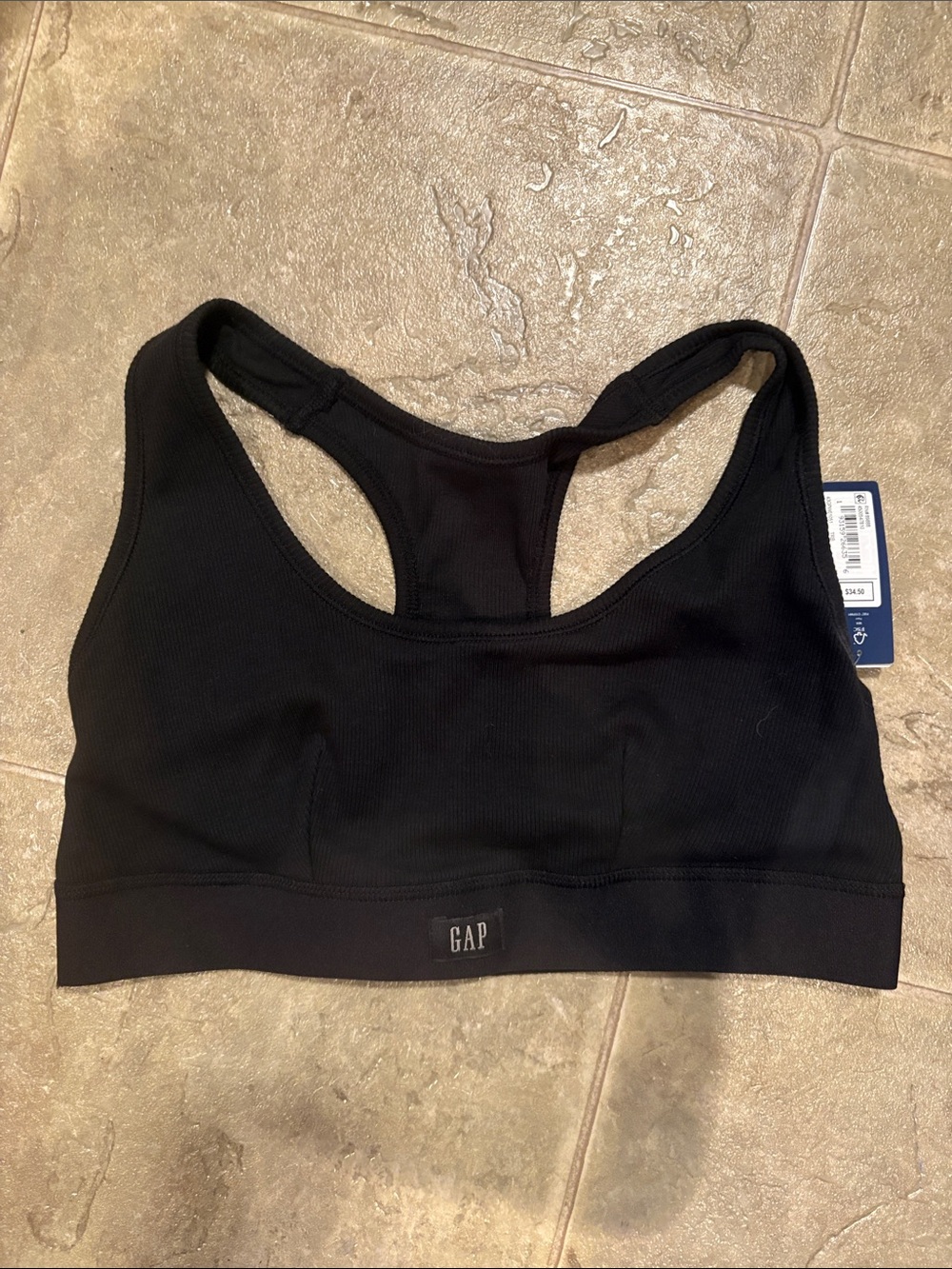 GAP Black Ribbed Racerback Workout Bra